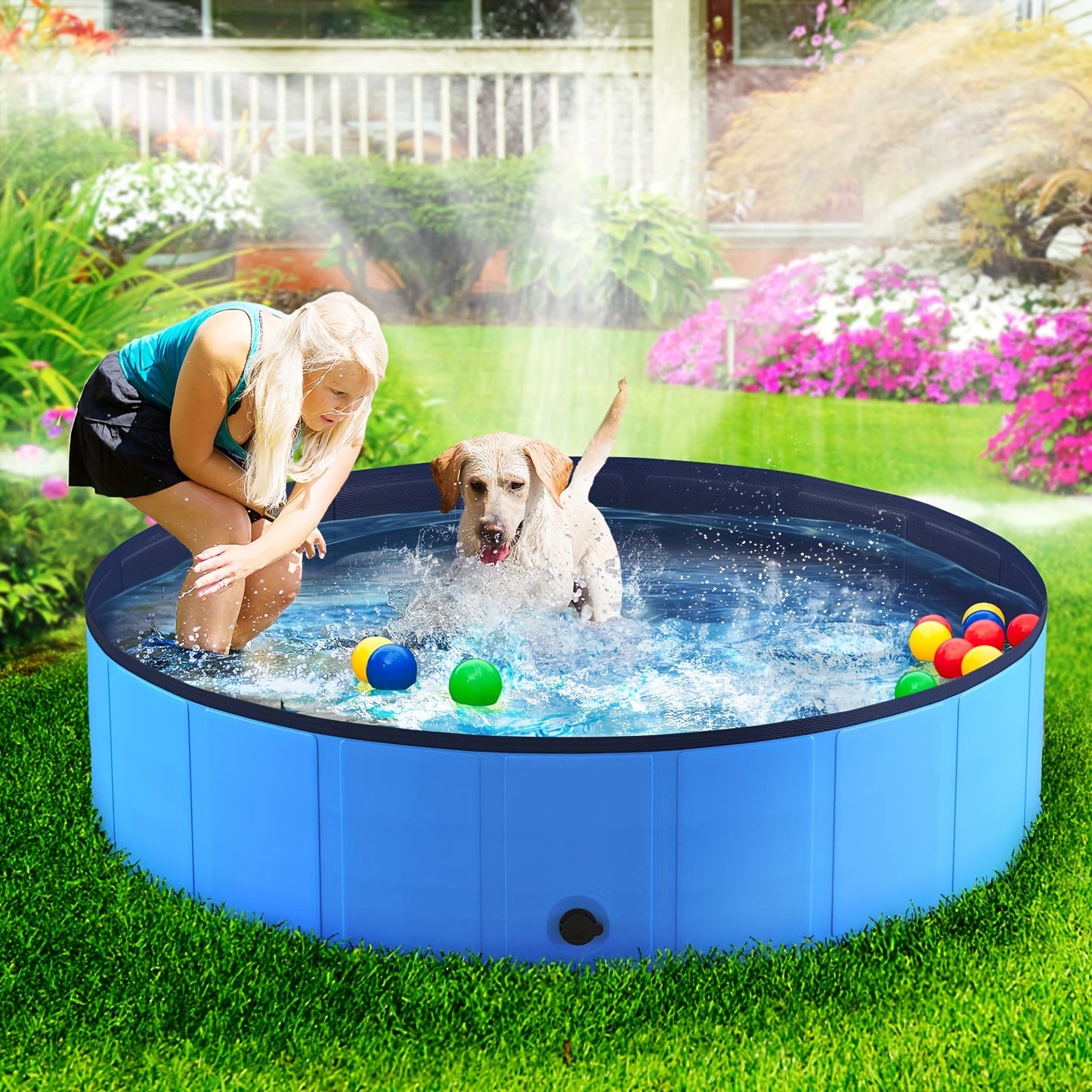 🐾 Niubya Foldable Dog Pool | Collapsible Hard Plastic Dog Swimming Pool | Portable Bath Tub for Pets Dogs and Cats | Pet Wading Pool for Indoor and Outdoor