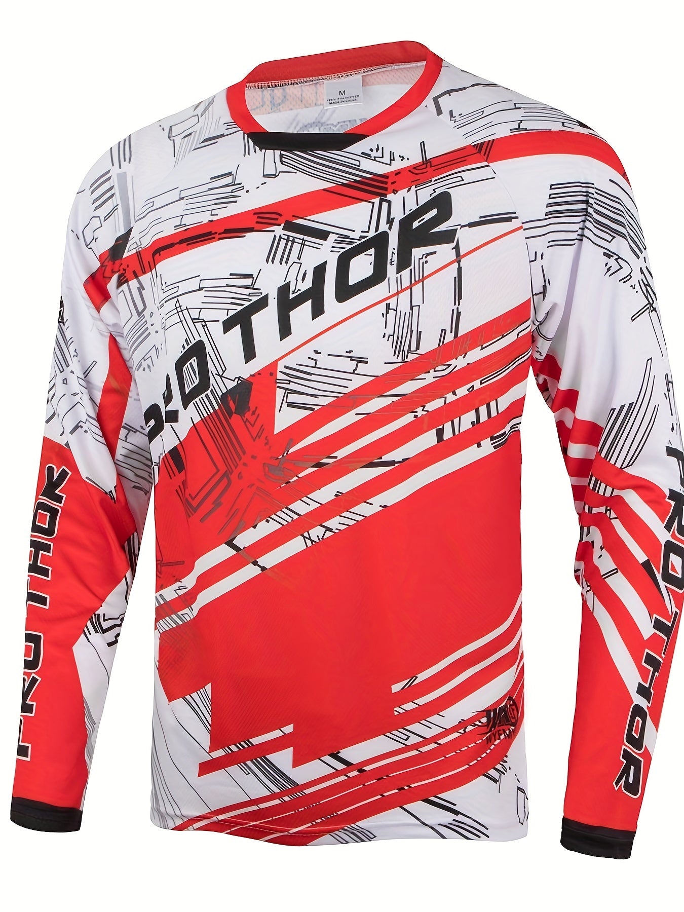 PRO THOR Men's Striped Cycling Jersey - Quick Dry, Breathable, Moisture Wicking Long Sleeve MTB Shirt for Biking and Sports - Stay Cool and Comfortable During Your Ride