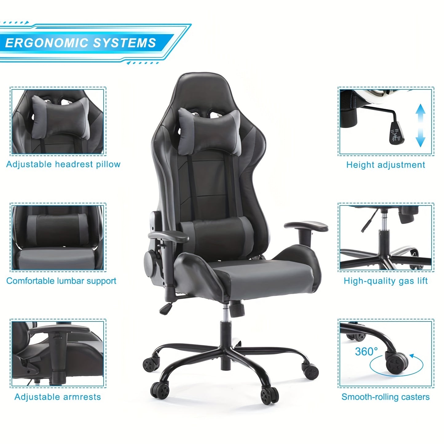 🎮 Recliner Executive Gaming Chair | Ergonomic Office Desk Chair with Wheels | High Back Computer Chair with Lift Armrest, Lumbar Support, Headrest