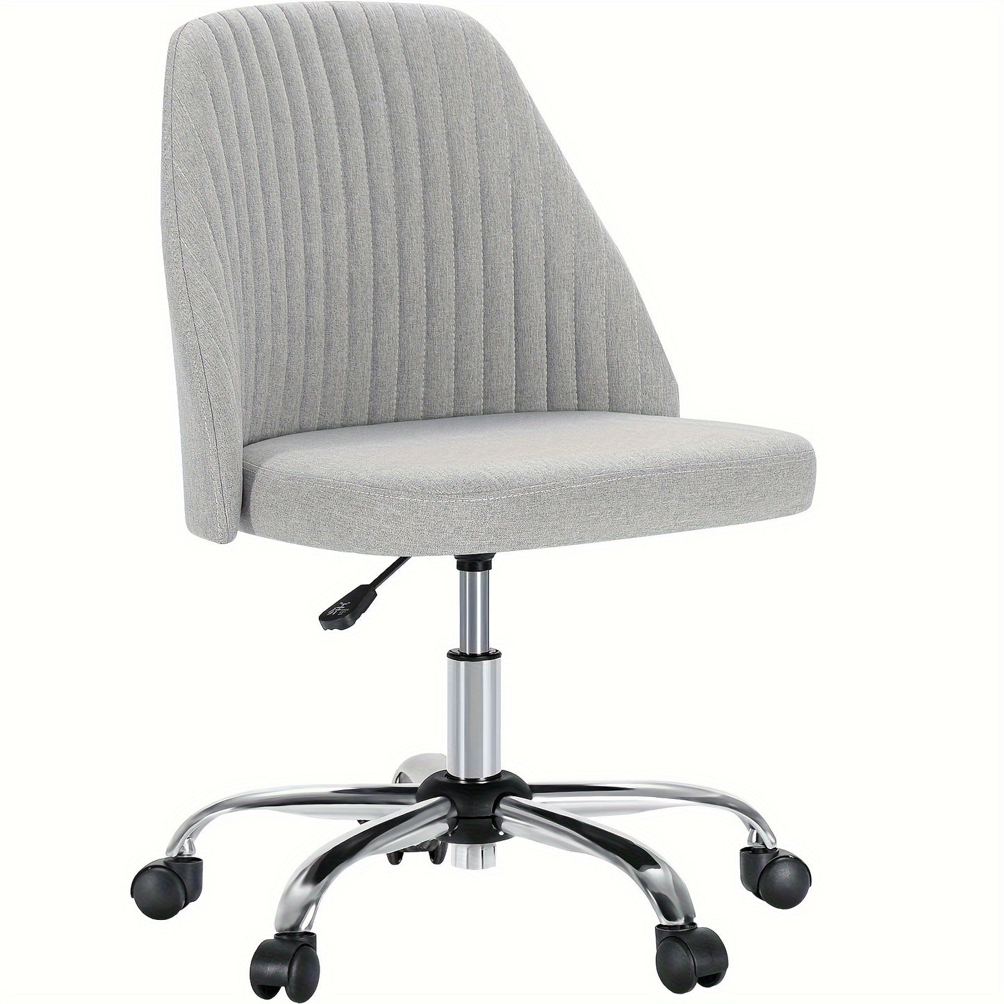 Armless Office Chair, Fabric Home Office Desk Chairs with Wheels Adjustable Swivel Vanity Task Computer Chair