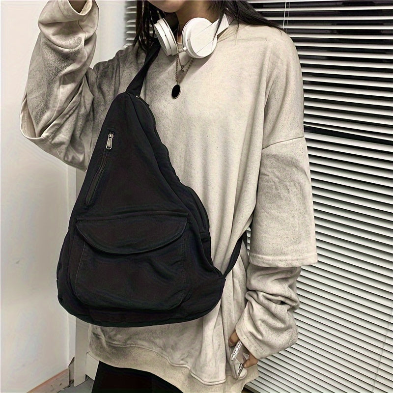 Stylish Kpop Canvas Sling Bag for Women - Simple Crossbody Chest Purse