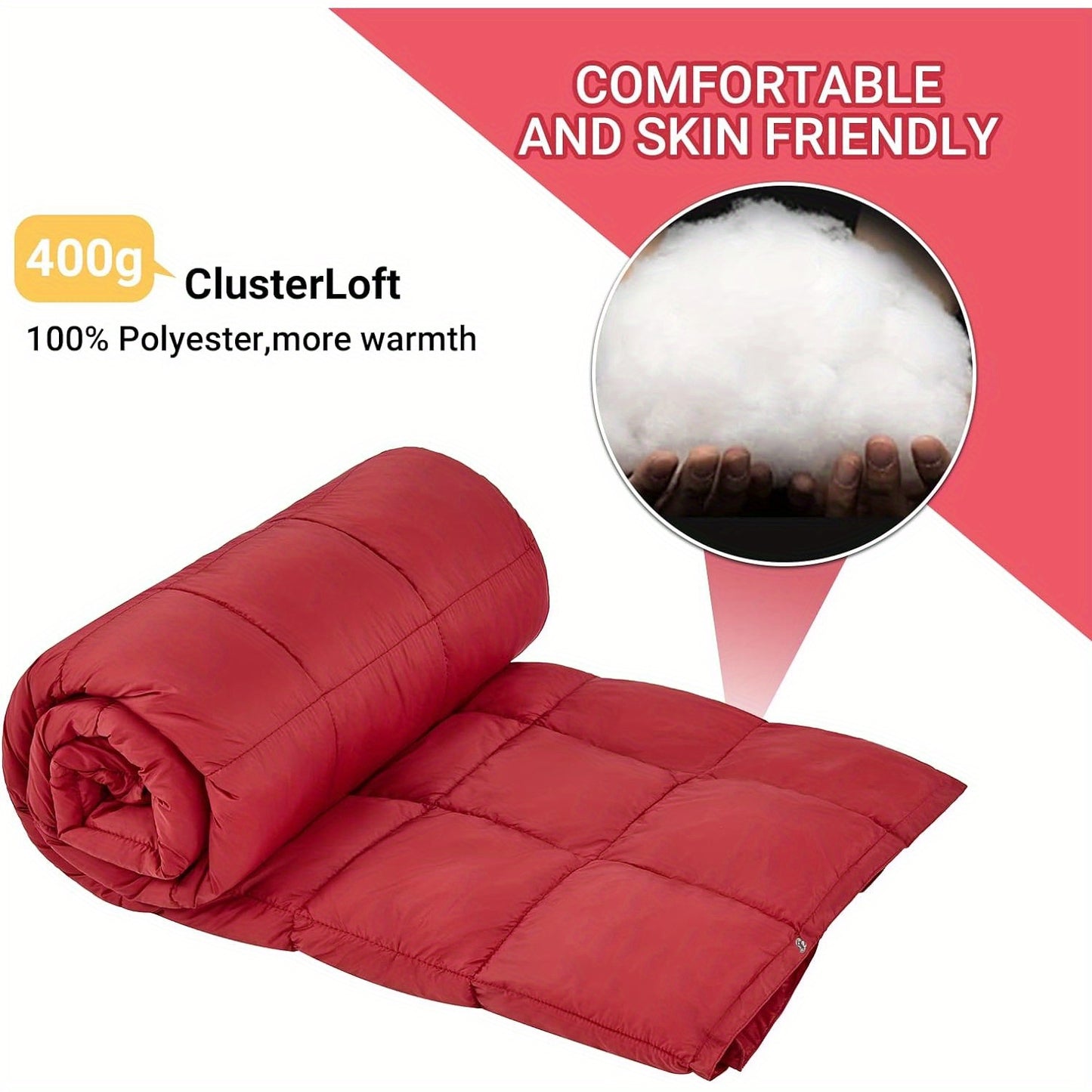 KingCamp Red Foldable Blanket - Lightweight, Warm, Waterproof Wearable Blanket