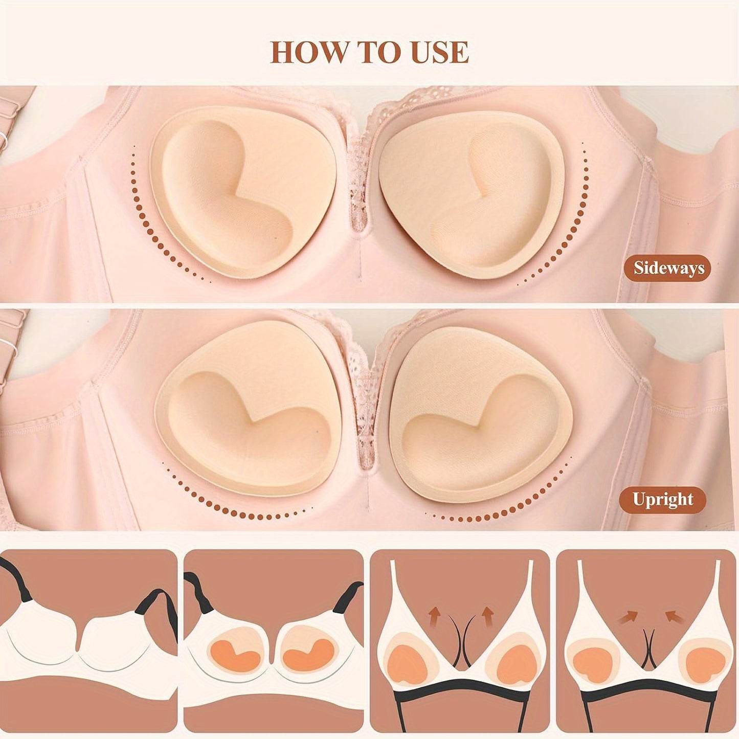 1 Pair Breast Lift Pads, Silicone Adhesive Bra Inserts For Women, Push-Up And Lift, Perfect For Swimsuits, Dresses