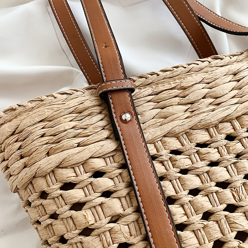 Stylish Woven Shoulder Bag for Women - Perfect for Travel and Beach Days