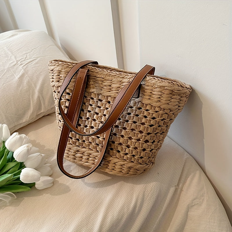 Stylish Woven Shoulder Bag for Women - Perfect for Travel and Beach Days