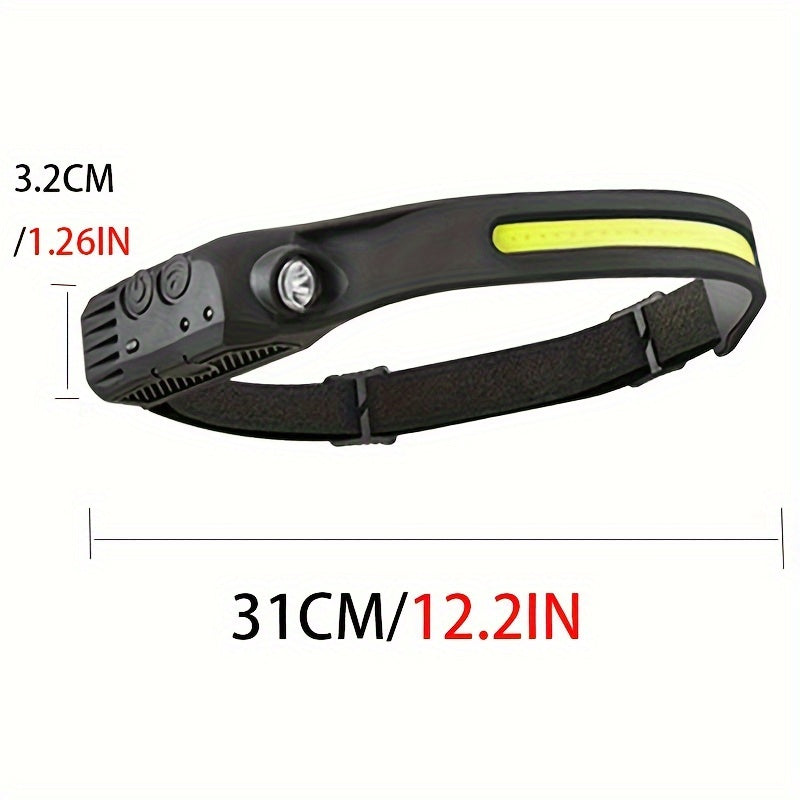 3PCs COB&LED Headlamp - Multi-Mode Induction Motion Sensor Headlight, Rechargeable for Running, Camping, Hiking