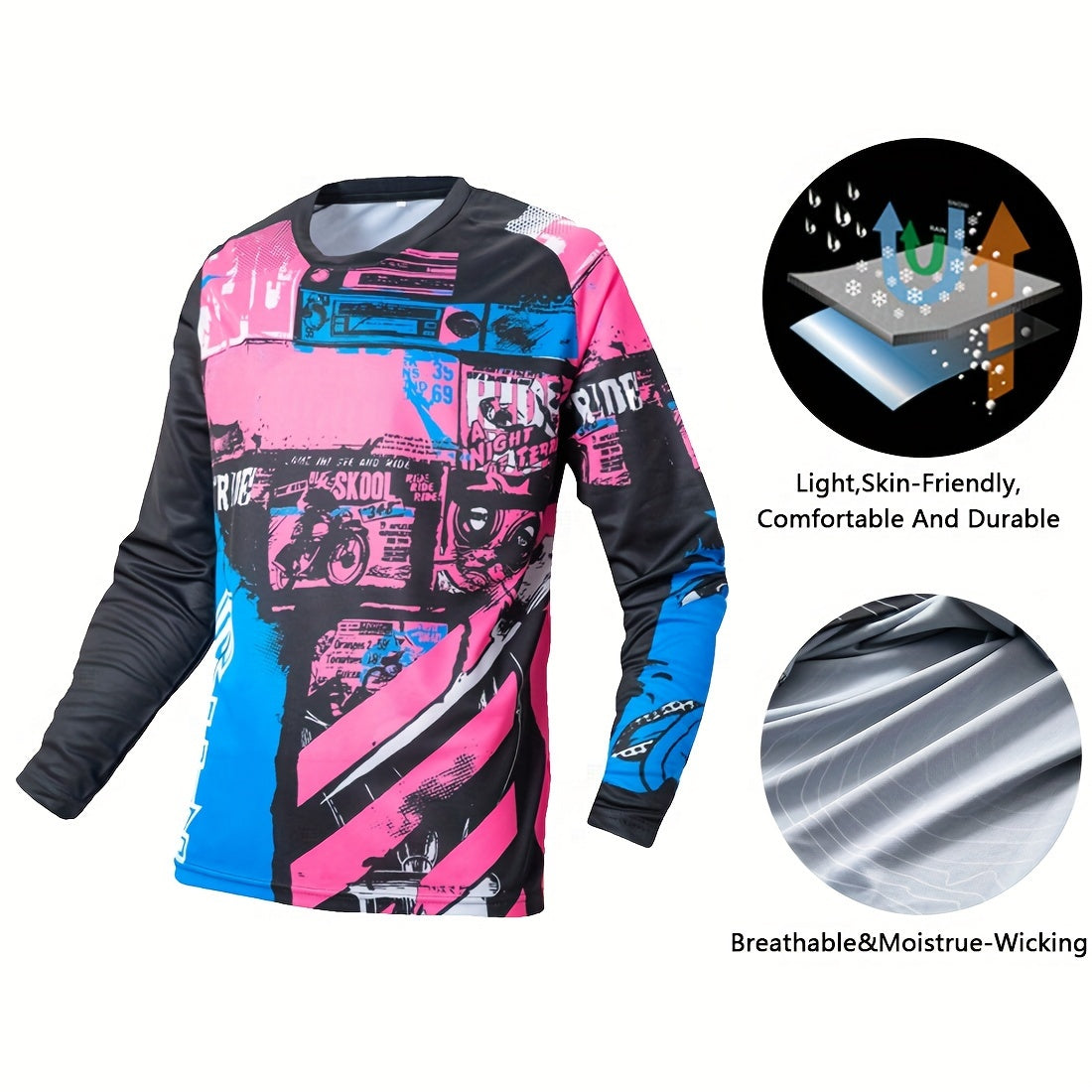 🏍️ Motorcycle Color Block Cycling Shirt | Quick Dry Breathable Long Sleeve Summer Jersey 🌞