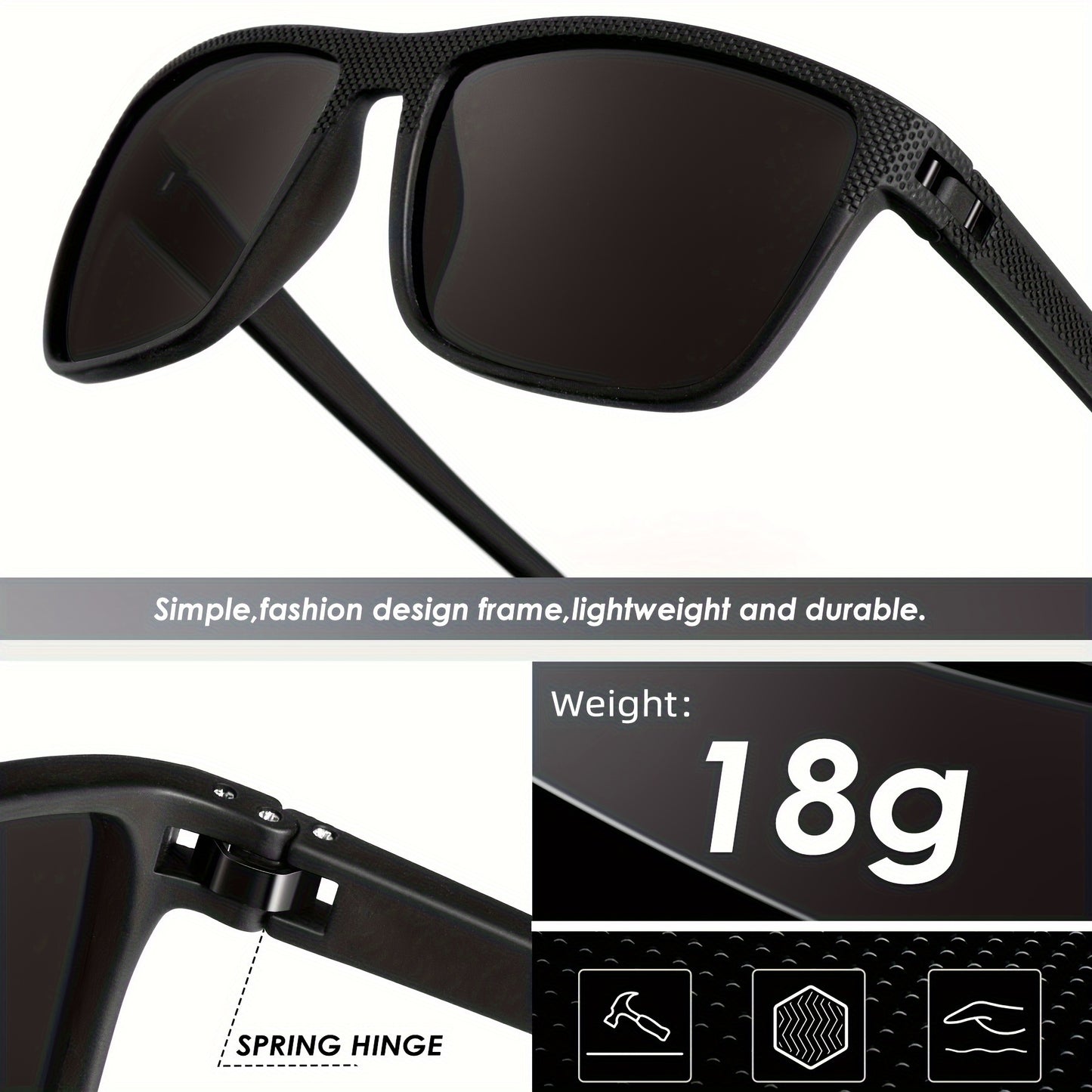 Polarized Sunglasses for Men Women 😎 Lightweight Square Sports UV Protection