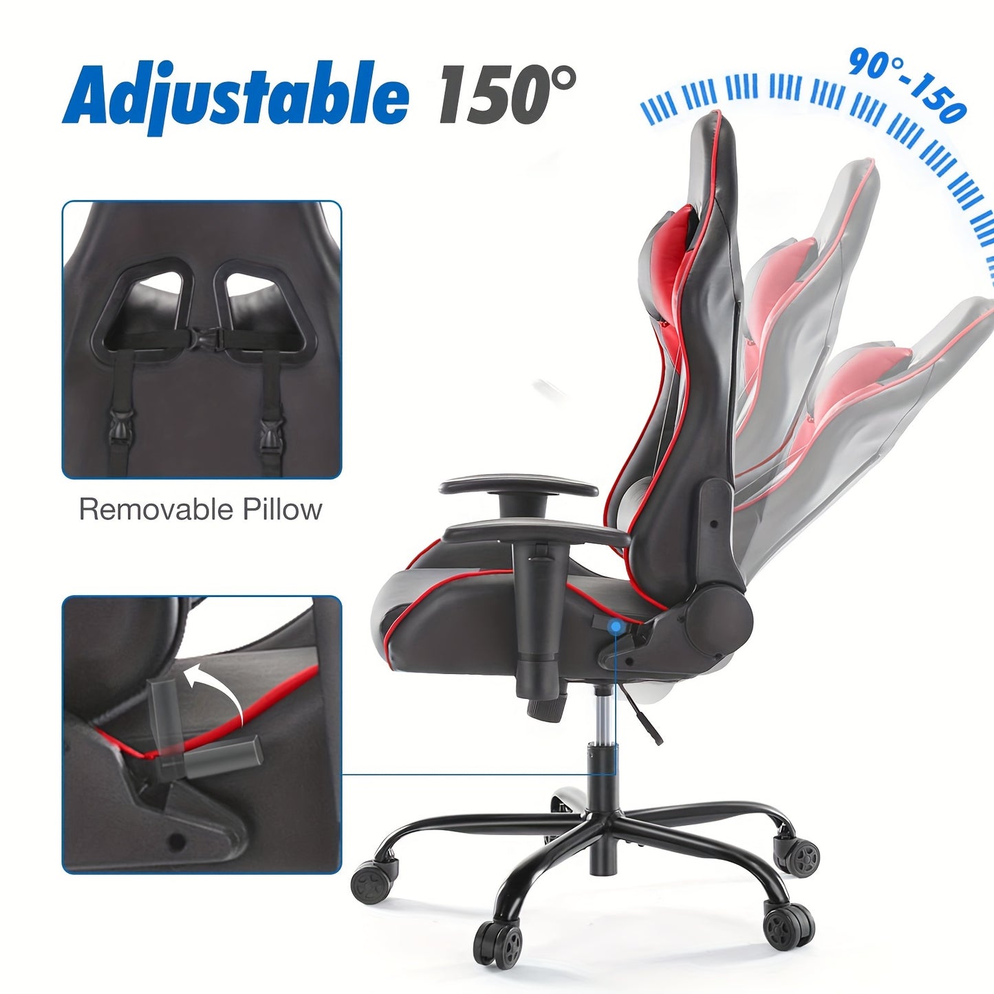 🎮 Recliner Executive Gaming Chair | Ergonomic Office Desk Chair with Wheels | High Back Computer Chair with Lift Armrest, Lumbar Support, Headrest