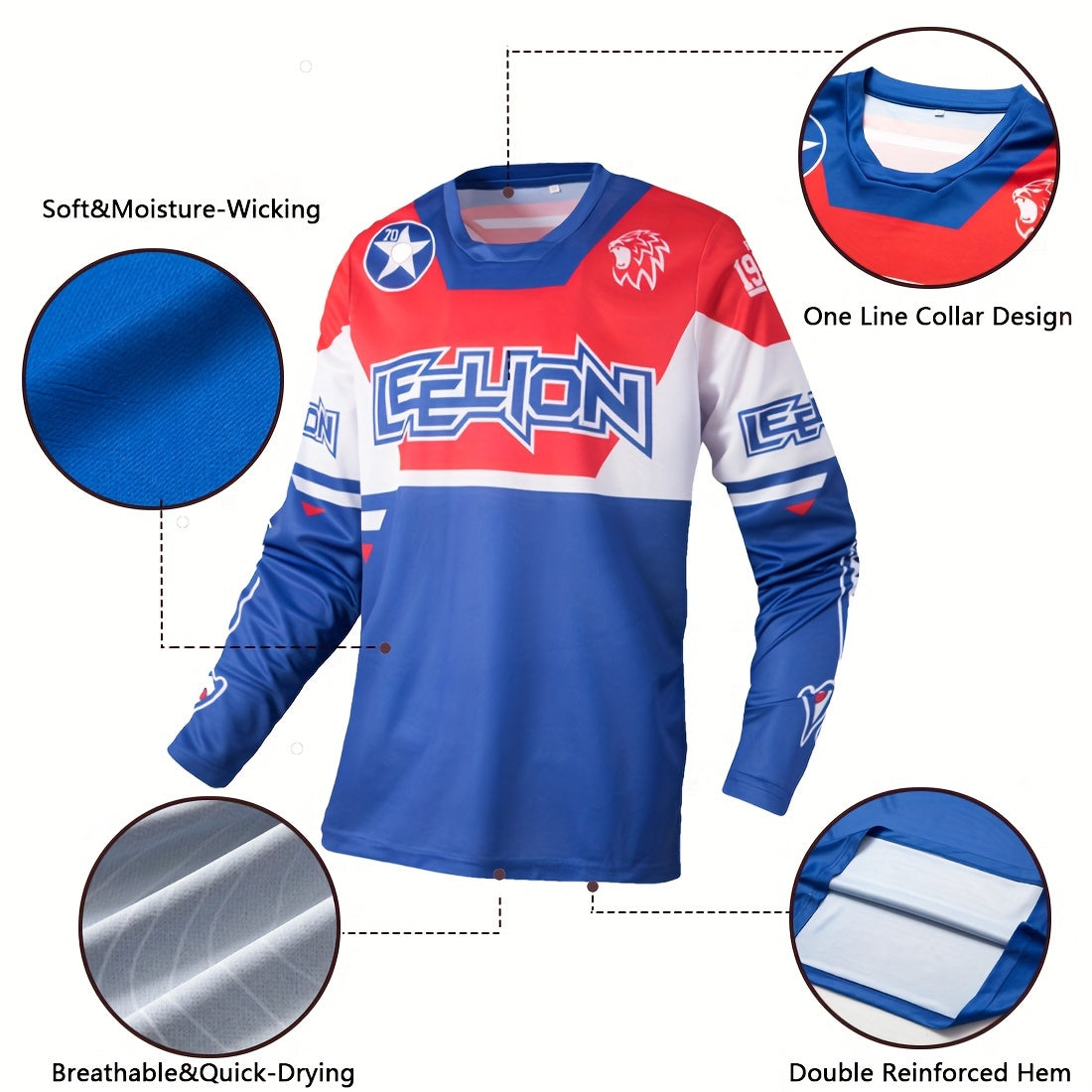 🏍️ Motorcycle Men's Color Block Cycling Jersey | Quick Dry Breathable Long Sleeve Shirt for Biking and Riding Sports 🌞