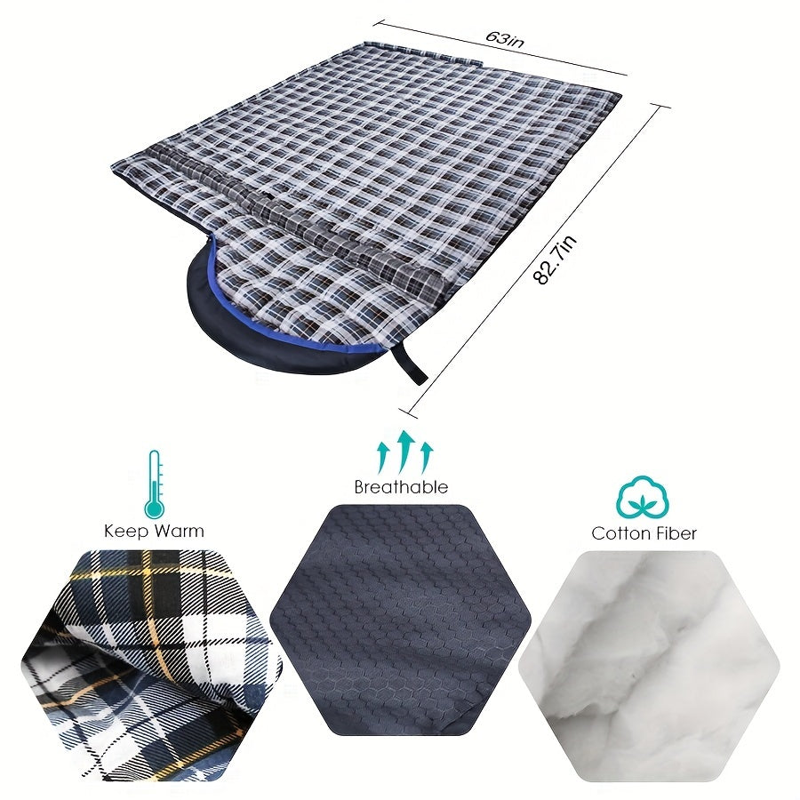 Flannel Sleeping Bag 🏕️ Warm Outdoor Camping Bag with Compression Sack