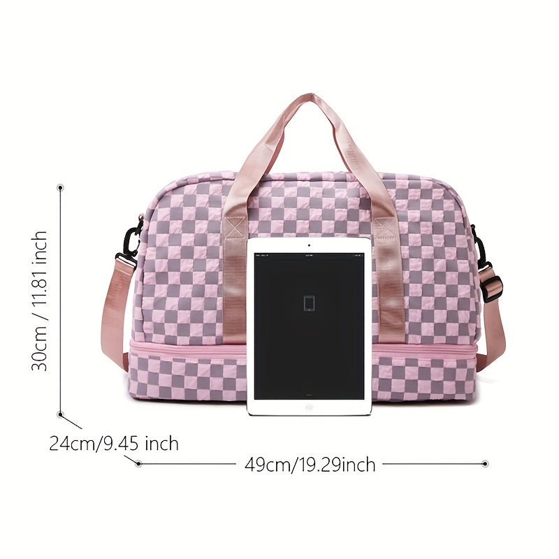 Spacious Checkerboard Duffle Bag for Travel - Lightweight and Portable Fitness Bag