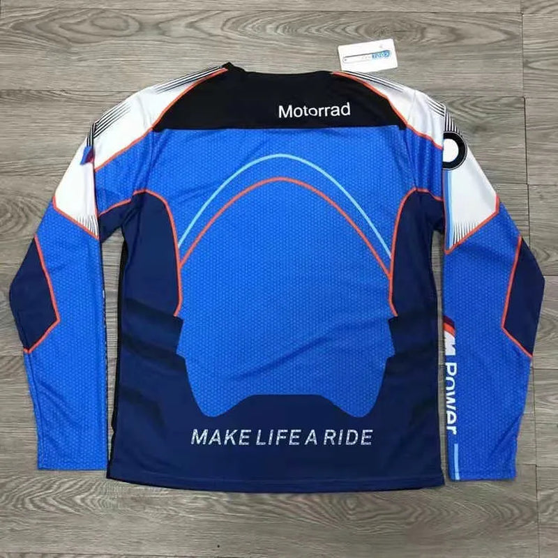 2J6K for Bmw Motorrad Motorcycle Tshirt Long Sleeve Motocross Jersey Motorsport Cycling Polyester Breathable Do Not Fade