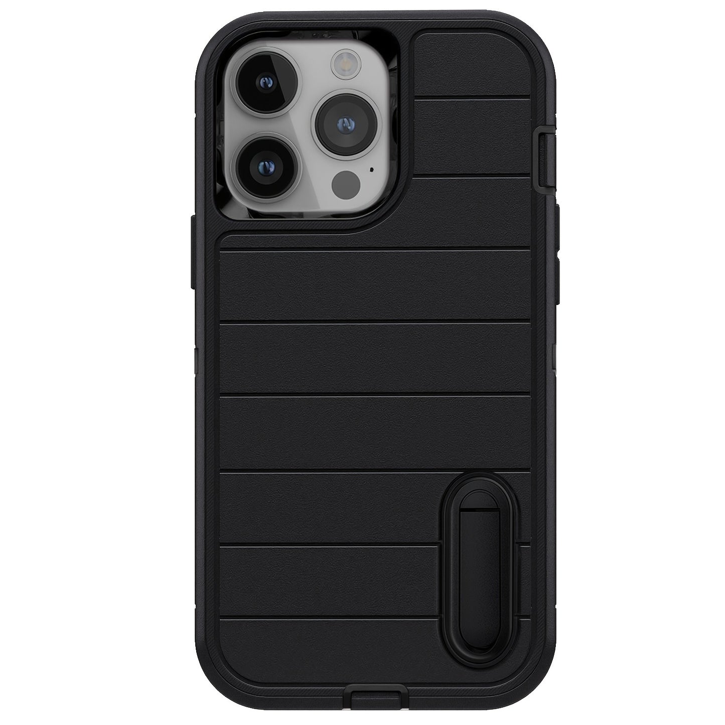 Protective Case for iPhone 14/14 Plus/14 Pro/14 Pro Max - Heavy Duty Shockproof 3-Layer Rugged Kickstand Cover - Black