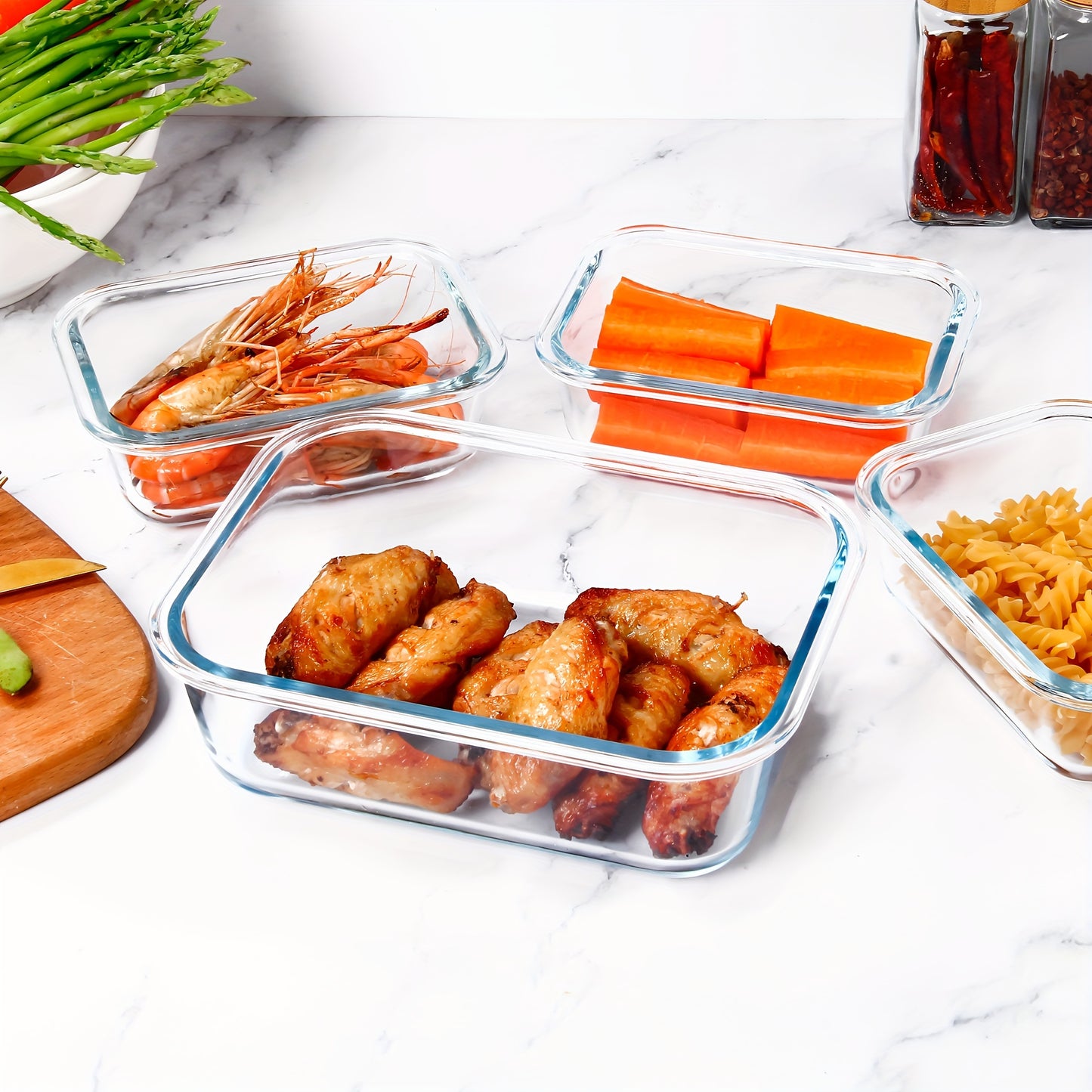 10pcs Premium Glass Meal Prep Containers - Leak-Proof, Airtight, Stackable, Dishwasher Safe - Ideal for Meat, Fruit, Vegetable Storage