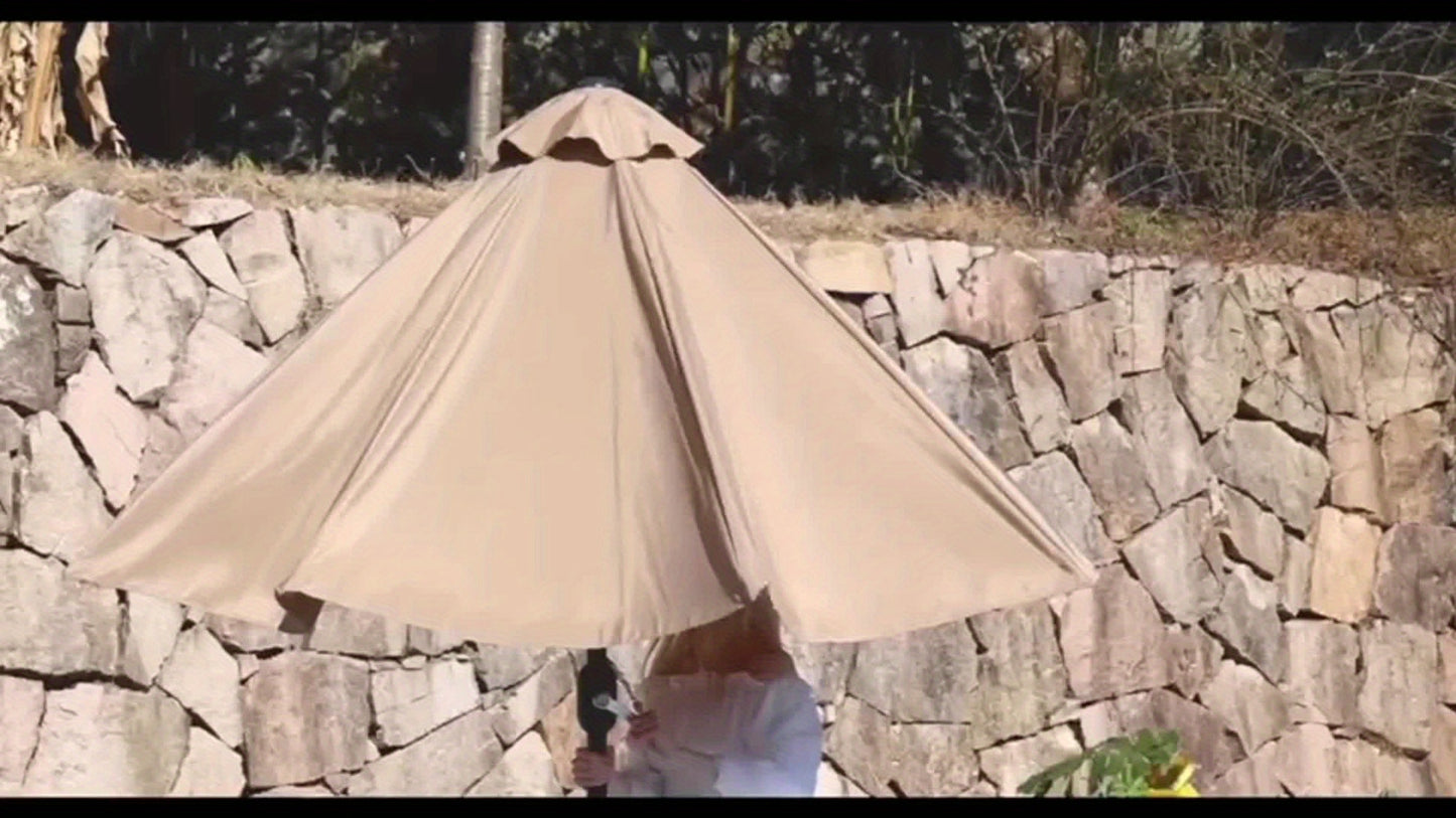 🌞 Outdoor Patio Umbrella 9 Ft - Push Button Tilt, Crank, Sturdy Ribs - Yard Market Garden Umbrella Khaki Blue Red 🌼