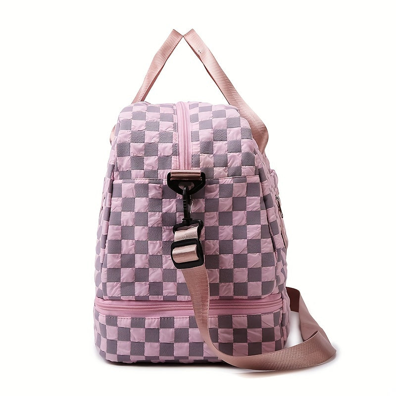 Spacious Checkerboard Duffle Bag for Travel - Lightweight and Portable Fitness Bag