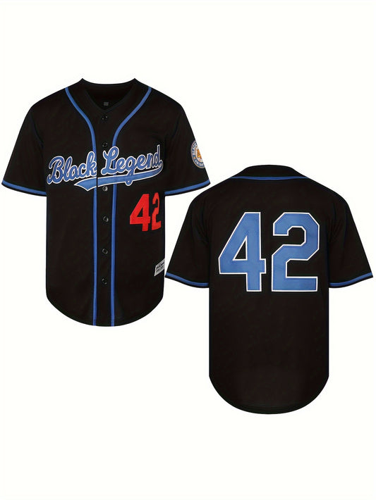 Baseball Jersey 42 Black Men's Sports Shirt | Stitched Number Baseball Jersey S-3XL