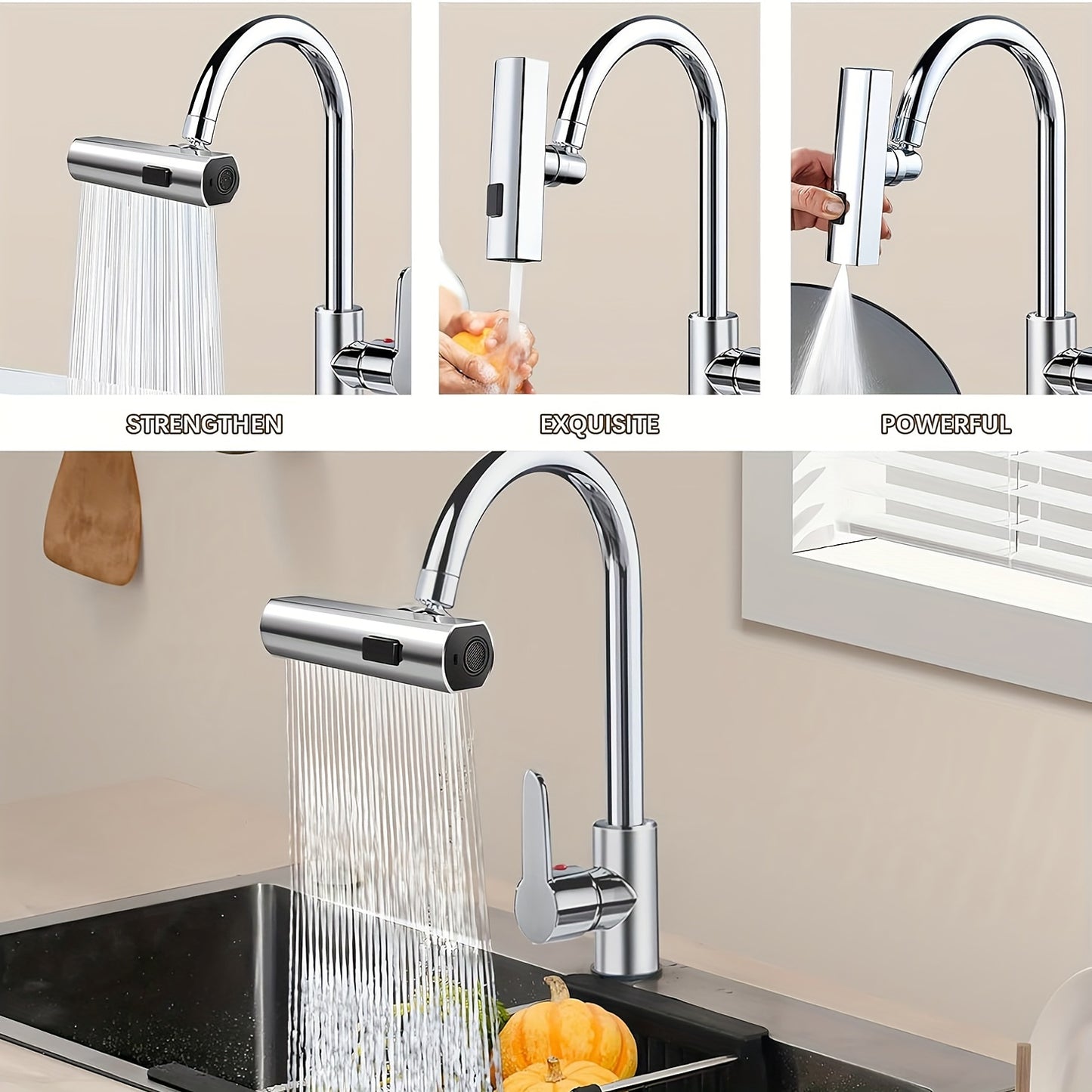 🚰 3 in 1 360° Waterfall Kitchen Faucet, Touch Kitchen Faucets, Faucet Extender for Kitchen Sink, Swivel Waterfall Kitchen Faucet for Washing Vegetables & Fruits 🚰