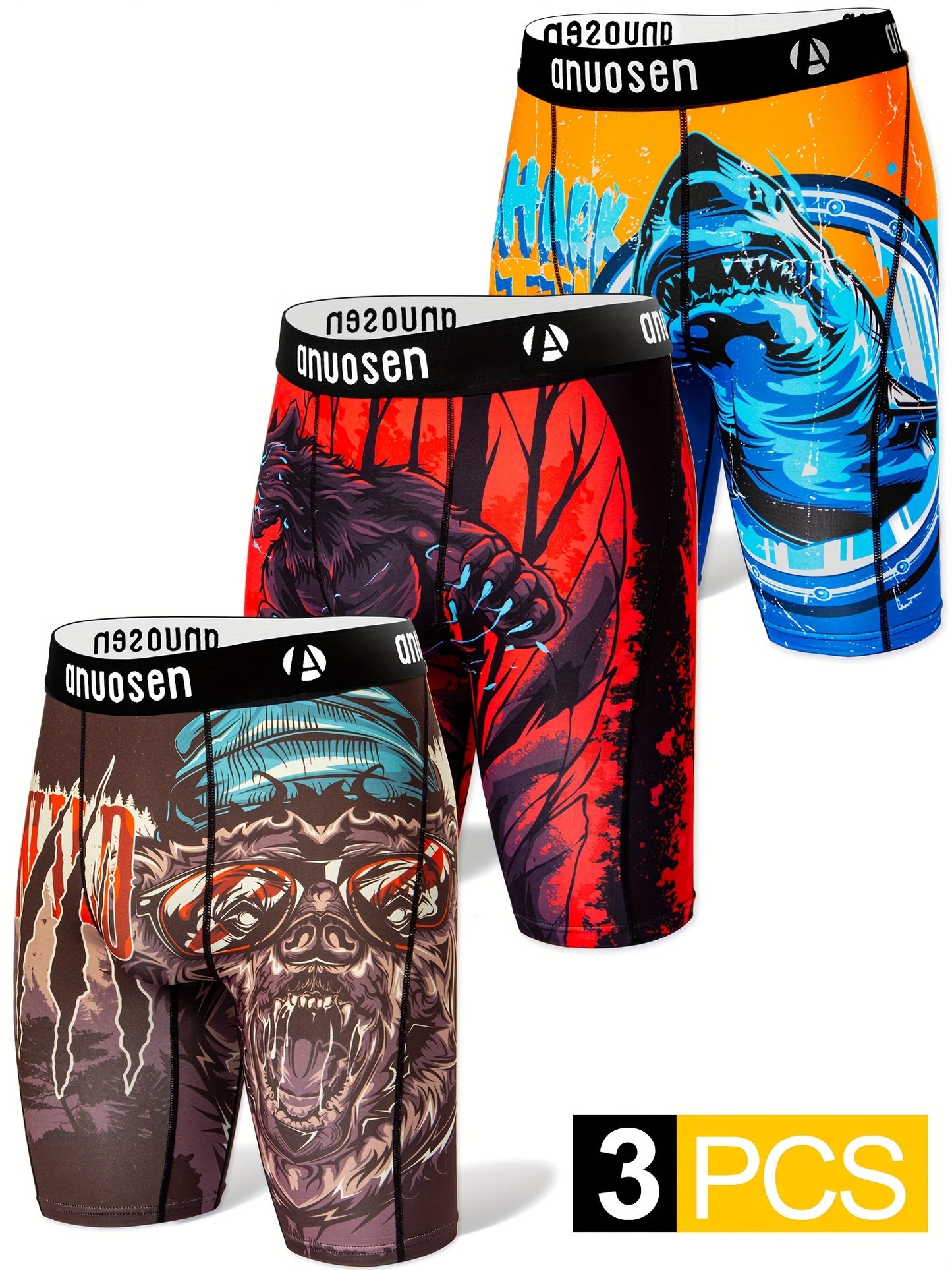 🏃‍♂️ 3pcs Men's Printed Sports Underwear - Quick Drying & Breathable Beach Pants, Running Shorts - Perfect Valentine's Day Gift for Boyfriend