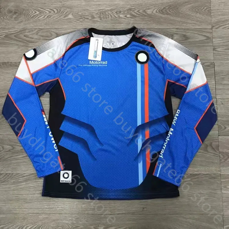 2J6K for Bmw Motorrad Motorcycle Tshirt Long Sleeve Motocross Jersey Motorsport Cycling Polyester Breathable Do Not Fade