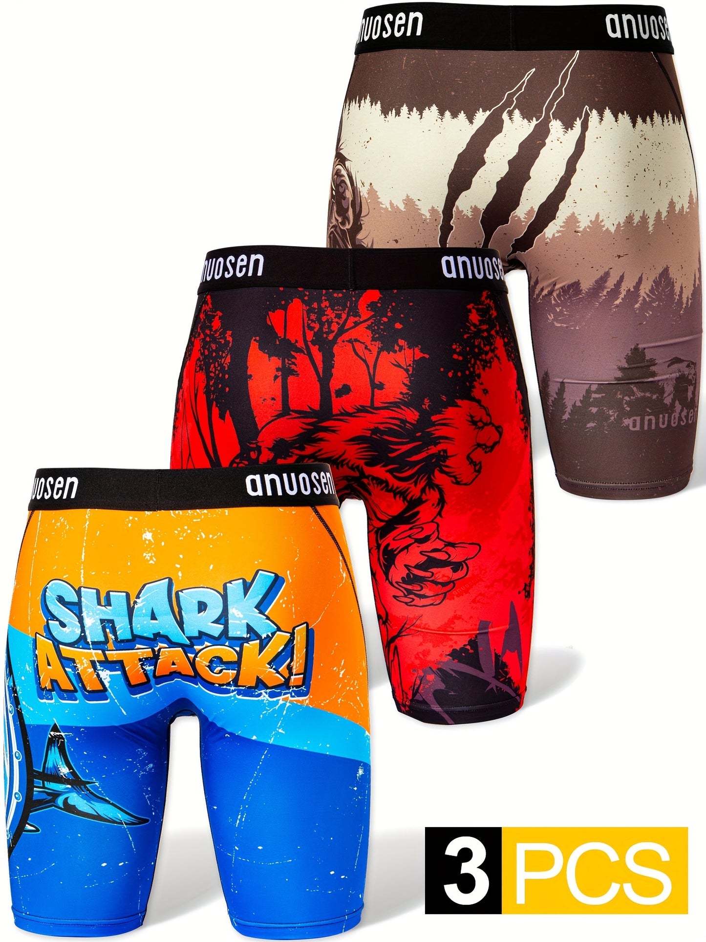 🏃‍♂️ 3pcs Men's Printed Sports Underwear - Quick Drying & Breathable Beach Pants, Running Shorts - Perfect Valentine's Day Gift for Boyfriend