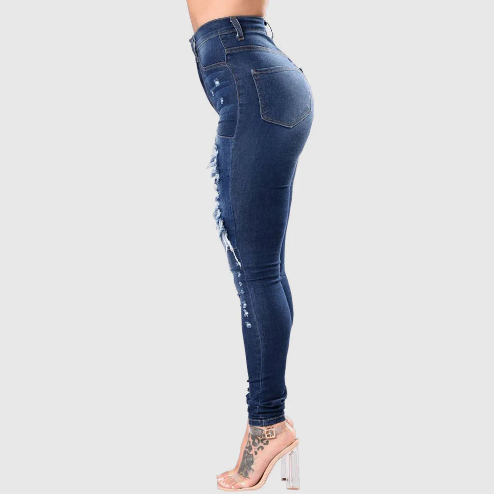 High Waist Ripped Skinny Jeans for Women | Fashion Stretch Denim Pants | Casual Slim Fit Trousers S-3XL