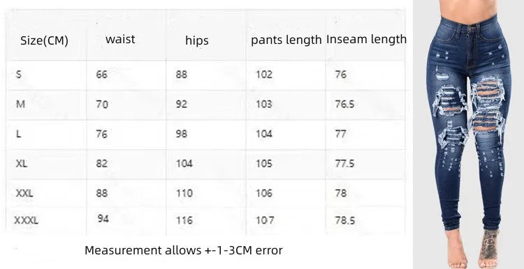 High Waist Ripped Skinny Jeans for Women | Fashion Stretch Denim Pants | Casual Slim Fit Trousers S-3XL