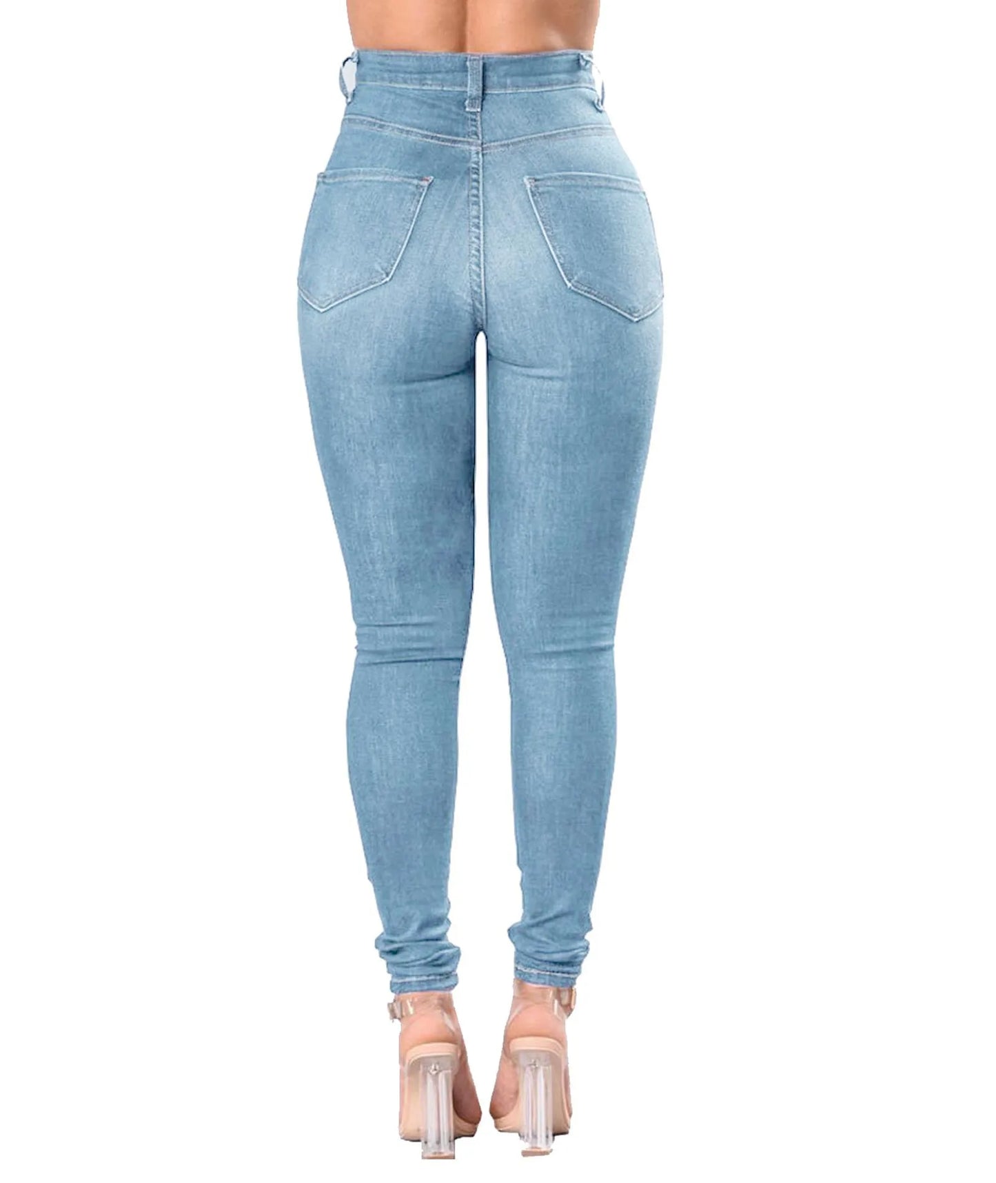 High Waist Ripped Skinny Jeans for Women | Fashion Stretch Denim Pants | Casual Slim Fit Trousers S-3XL