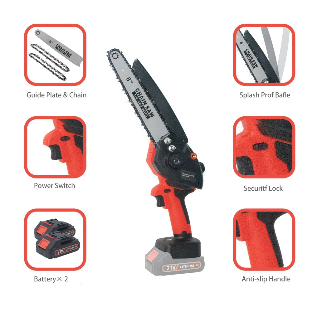 🌟 T TOVIA 8 Inch 21V Cordless Mini ChainSaw 🌟