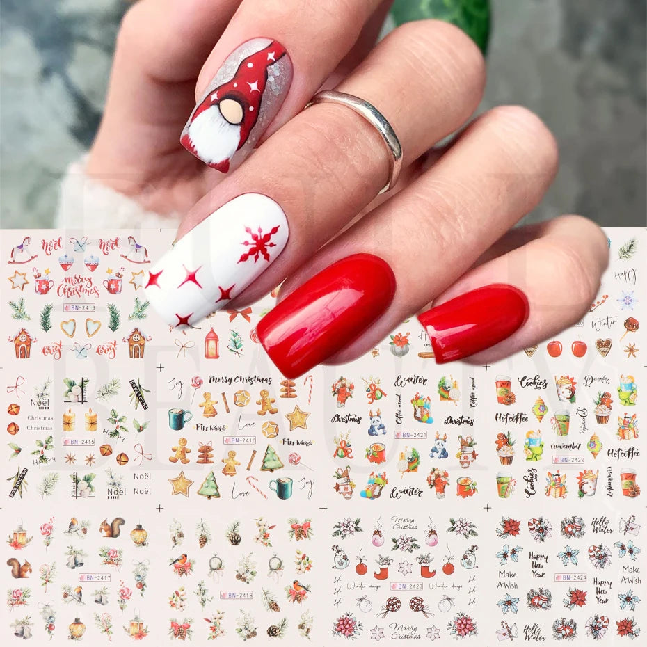 Valentine's Day Rose Nail Stickers | Full Cover French Blooming Flower Sliders | Water Decals for Manicure