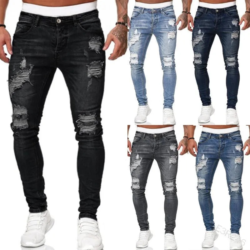 Men’s Fashion Street Style Ripped Skinny Jeans