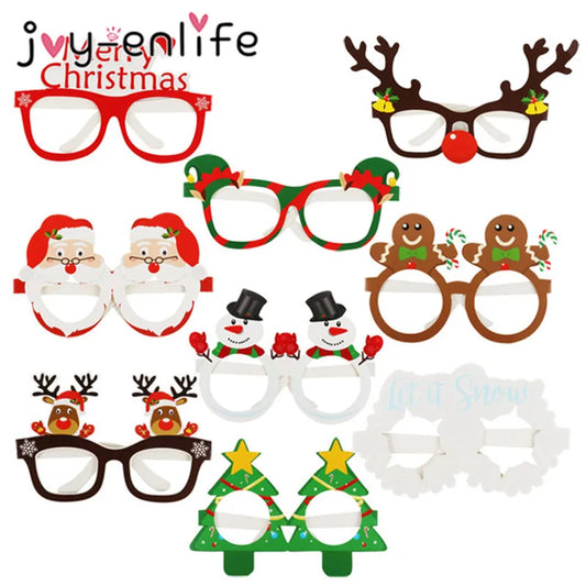 🎅 9PCS Santa Claus & Christmas Tree Glasses Frames 🎄 | Fun Photo Props for Holiday Celebrations 🎉