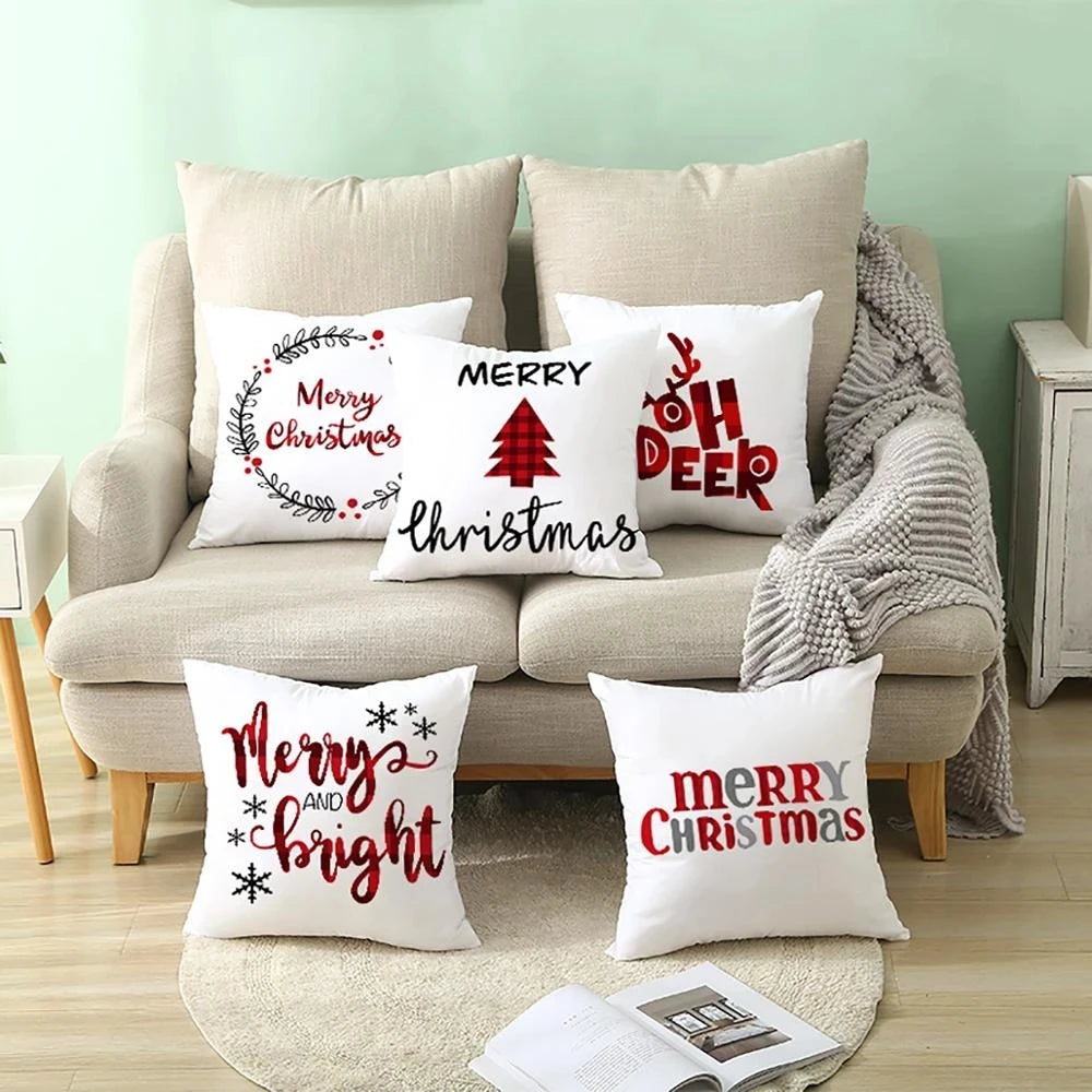 45cm Christmas Cushion Cover | Merry Christmas Home Decorations | Festive Noel Ornaments for 2024 & 2025