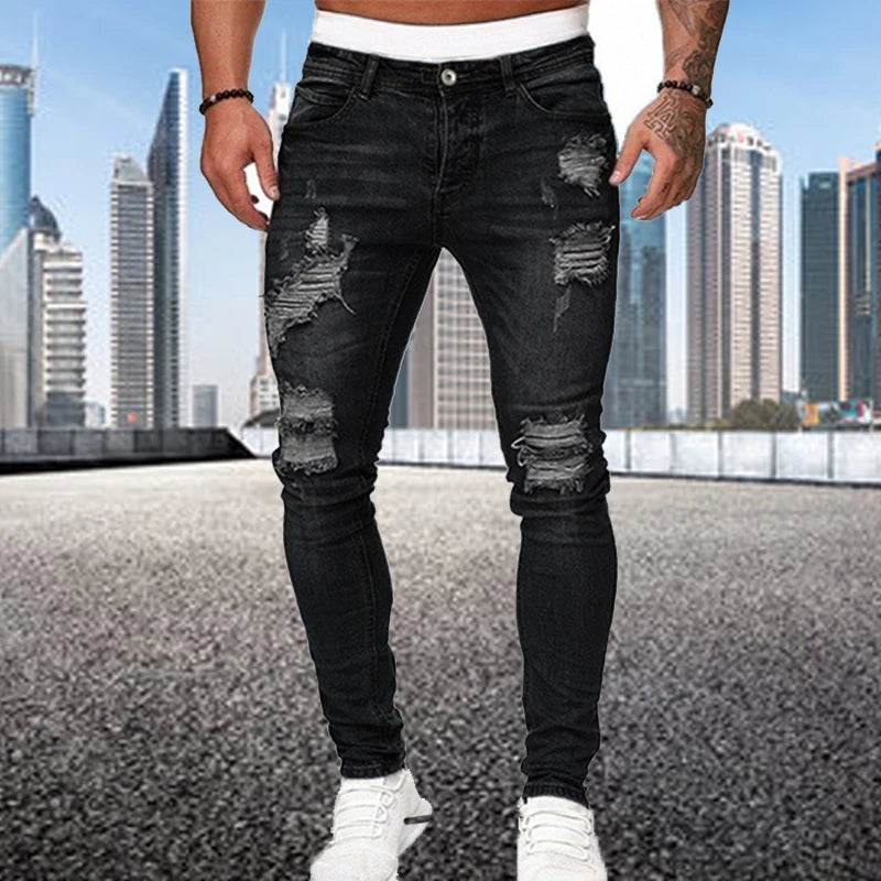 Men’s Fashion Street Style Ripped Skinny Jeans