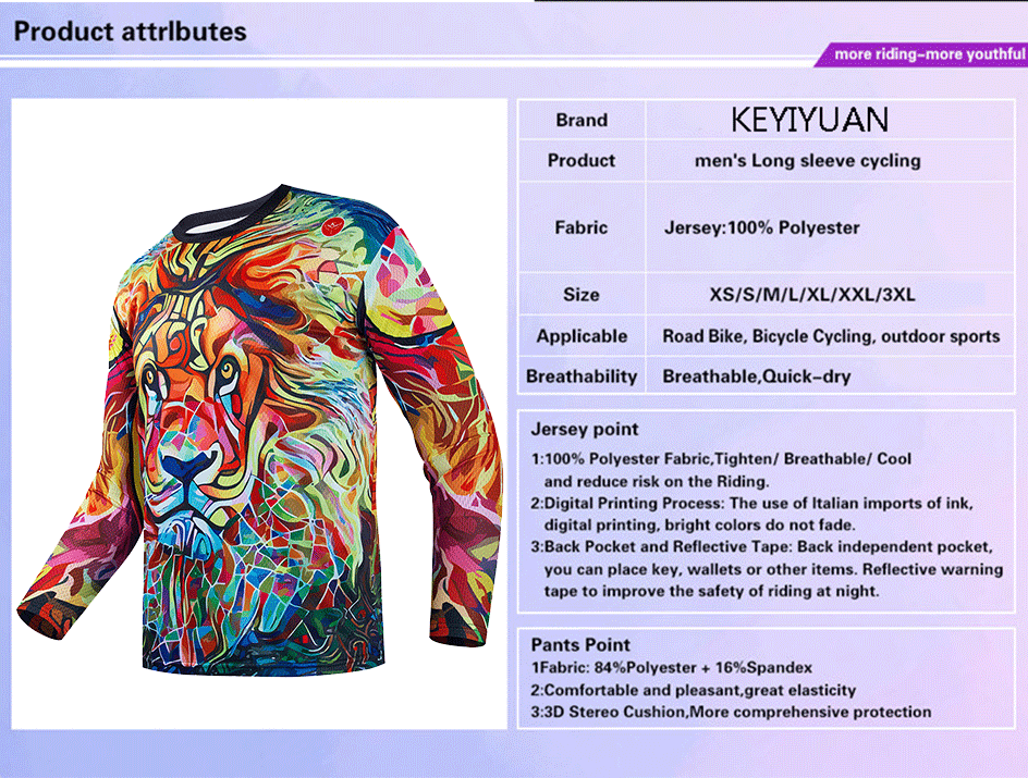 KEYIYUAN Moto Bicycle Cycling Jersey Men Mtb Shirt Downhill T-shirt Motocross Bike Clothing Maillot Ciclismo Hombre Manga Larga