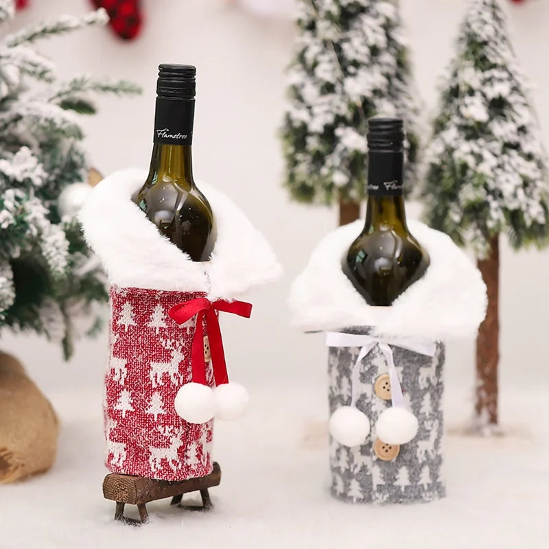 Christmas Wine Bottle Cover Merry Christmas Decorations For Home 2024 Navidad Noel Natal Ornaments Xmas Gift Happy New Year 2025