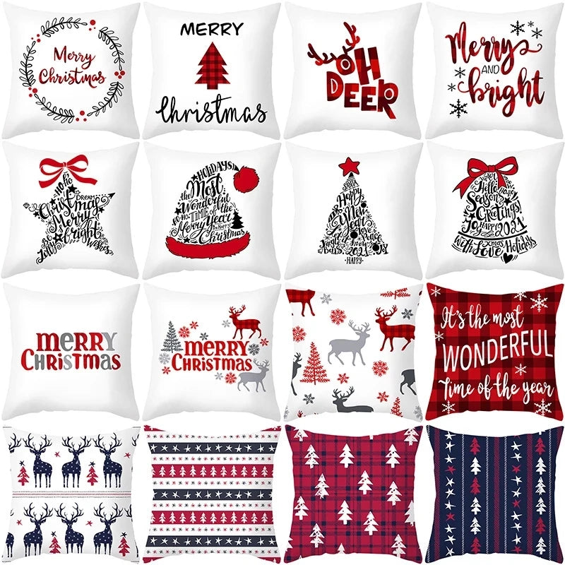 45cm Christmas Cushion Cover | Merry Christmas Home Decorations | Festive Noel Ornaments for 2024 & 2025