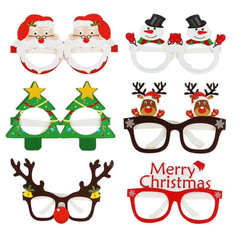 🎅 9PCS Santa Claus & Christmas Tree Glasses Frames 🎄 | Fun Photo Props for Holiday Celebrations 🎉