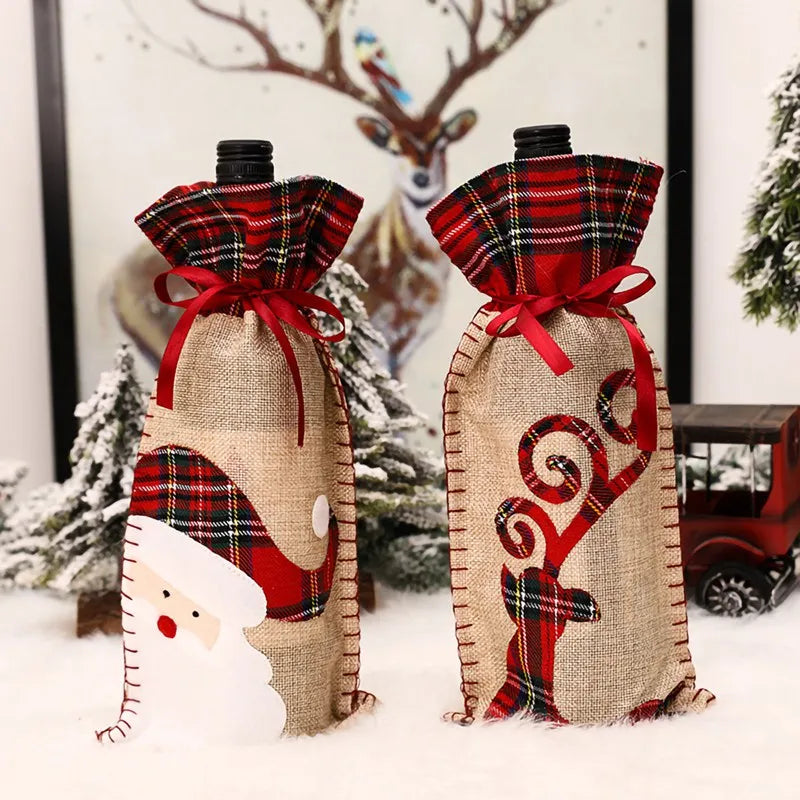 Christmas Wine Bottle Cover Merry Christmas Decorations For Home 2024 Navidad Noel Natal Ornaments Xmas Gift Happy New Year 2025