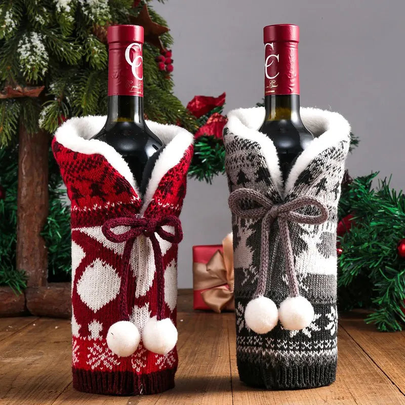 Christmas Wine Bottle Cover Merry Christmas Decorations For Home 2024 Navidad Noel Natal Ornaments Xmas Gift Happy New Year 2025