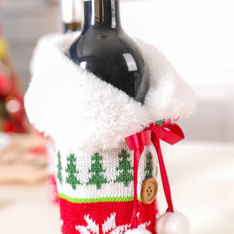 Christmas Wine Bottle Cover Merry Christmas Decorations For Home 2024 Navidad Noel Natal Ornaments Xmas Gift Happy New Year 2025