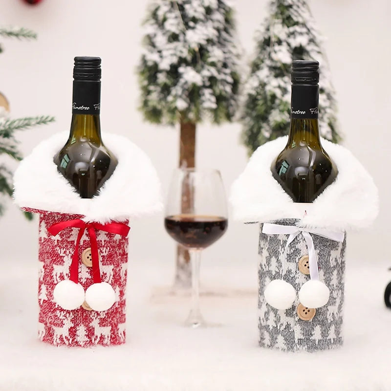 Christmas Wine Bottle Cover Merry Christmas Decorations For Home 2024 Navidad Noel Natal Ornaments Xmas Gift Happy New Year 2025