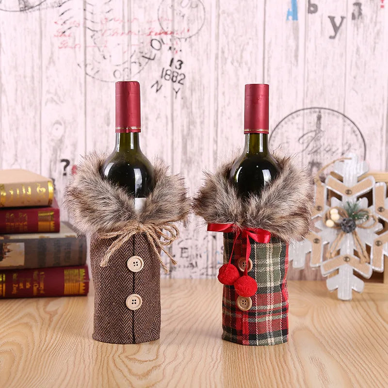 Christmas Wine Bottle Cover Merry Christmas Decorations For Home 2024 Navidad Noel Natal Ornaments Xmas Gift Happy New Year 2025