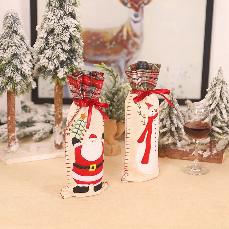 Christmas Wine Bottle Cover Merry Christmas Decorations For Home 2024 Navidad Noel Natal Ornaments Xmas Gift Happy New Year 2025