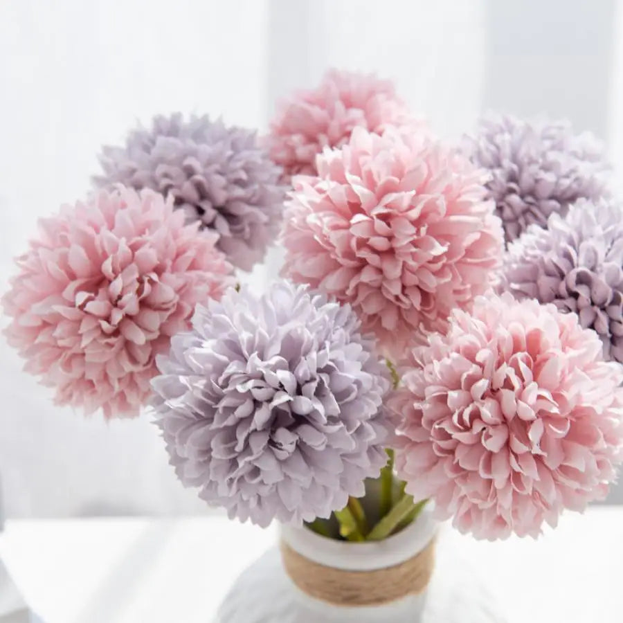 🌸 5PCS Silk Ball Chrysanthemum Flowers 🌼 | Beautiful Artificial Decor for Weddings & Home Arrangements 🎉