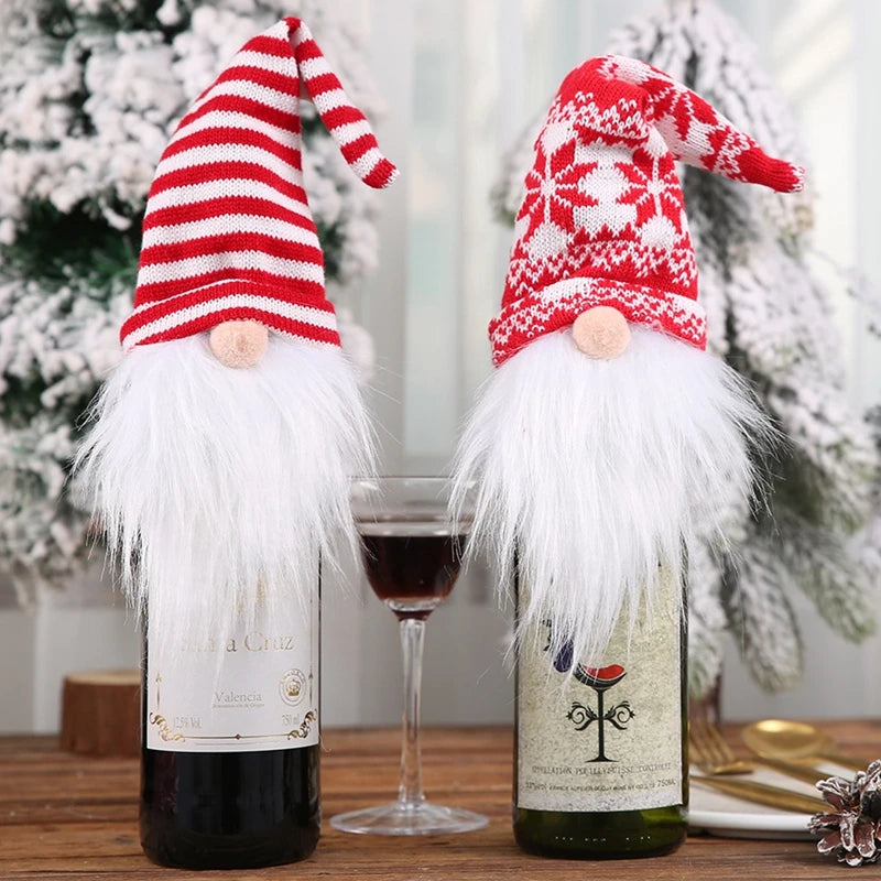 Christmas Wine Bottle Cover Merry Christmas Decorations For Home 2024 Navidad Noel Natal Ornaments Xmas Gift Happy New Year 2025