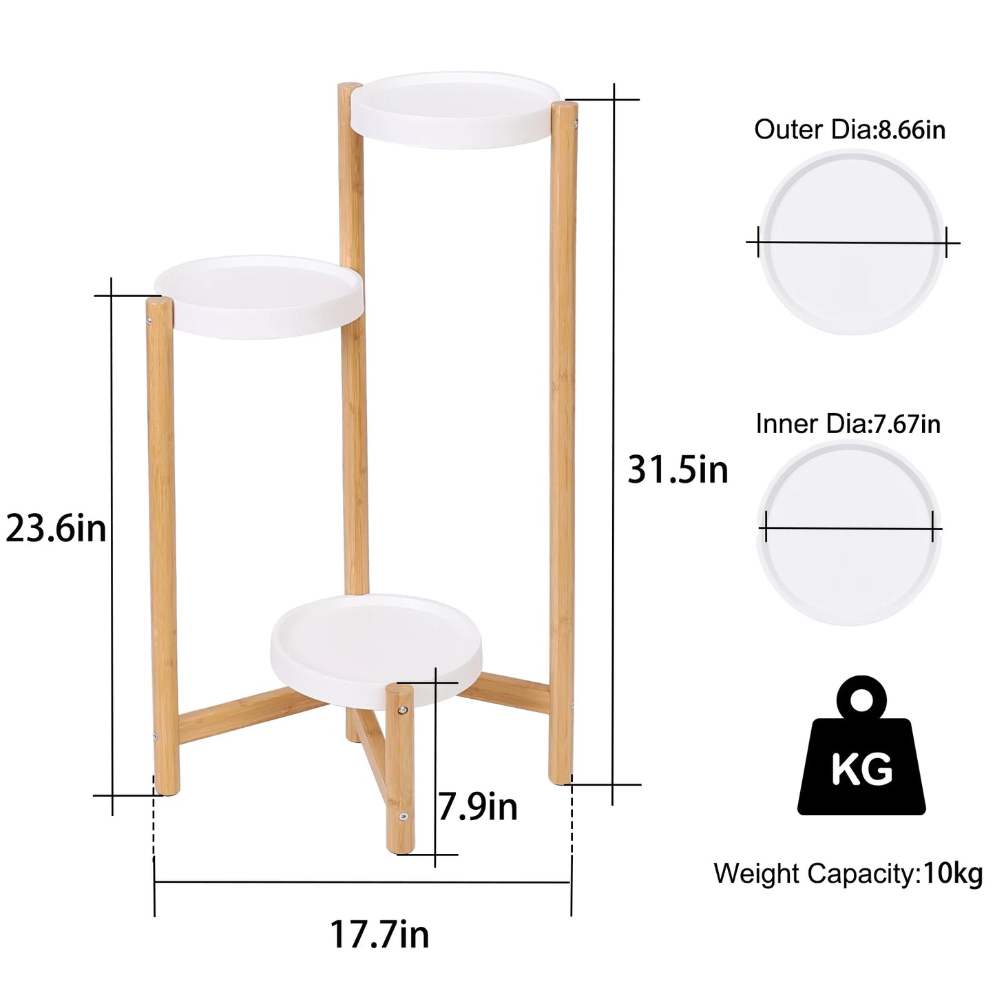 🌿 Bamboo 3 Tier Plant Stand – Tall Corner Plant Holder & Display Rack