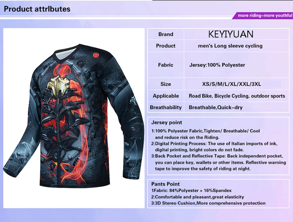 KEYIYUAN New Men's Downhill Jersey Motocross Clothing MTB Shirts Breathable Road Bike Wear Mountain Bicycle T-shirt