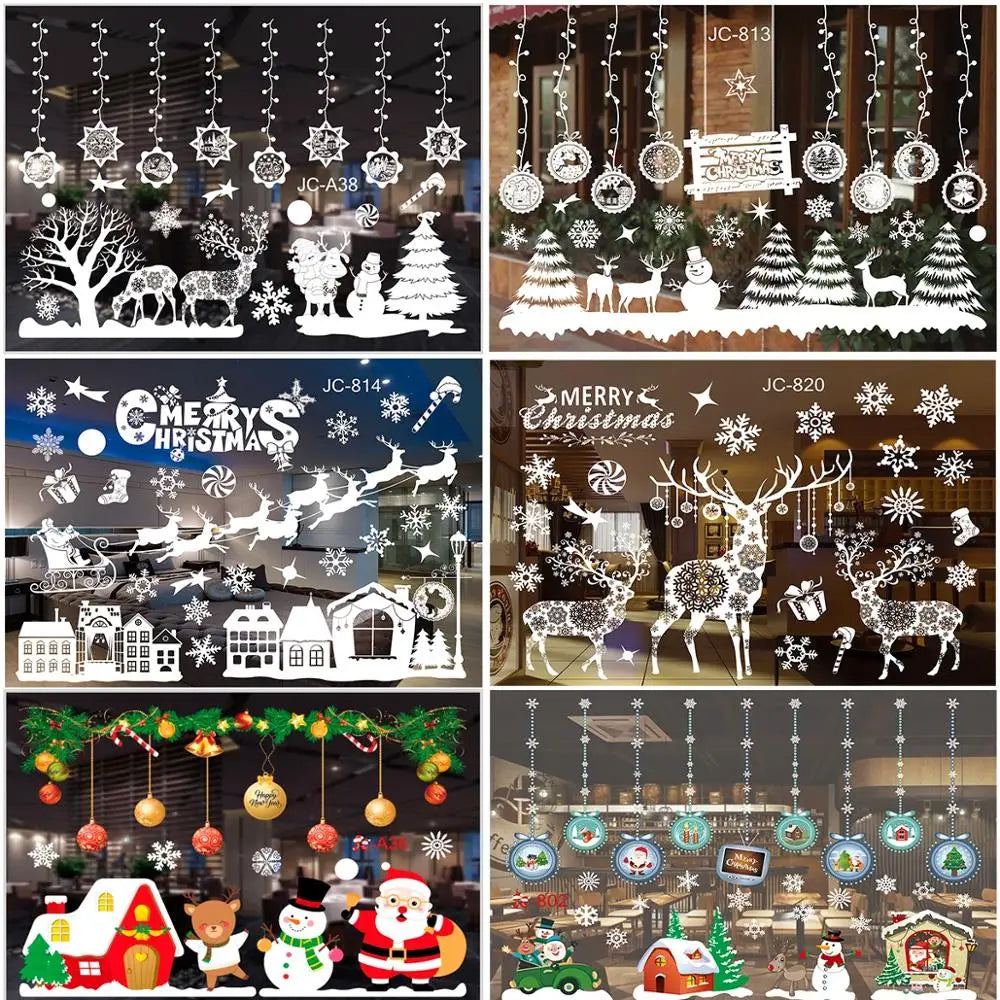 🎄 Festive Christmas Wall & Window Stickers 🌟 | 2024 Holiday Decorations & 2025 New Year Ornaments 🎅